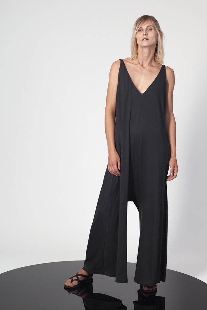 V NECK JUMPSUIT WITH PANELLED SKIRT NOBLE STORE